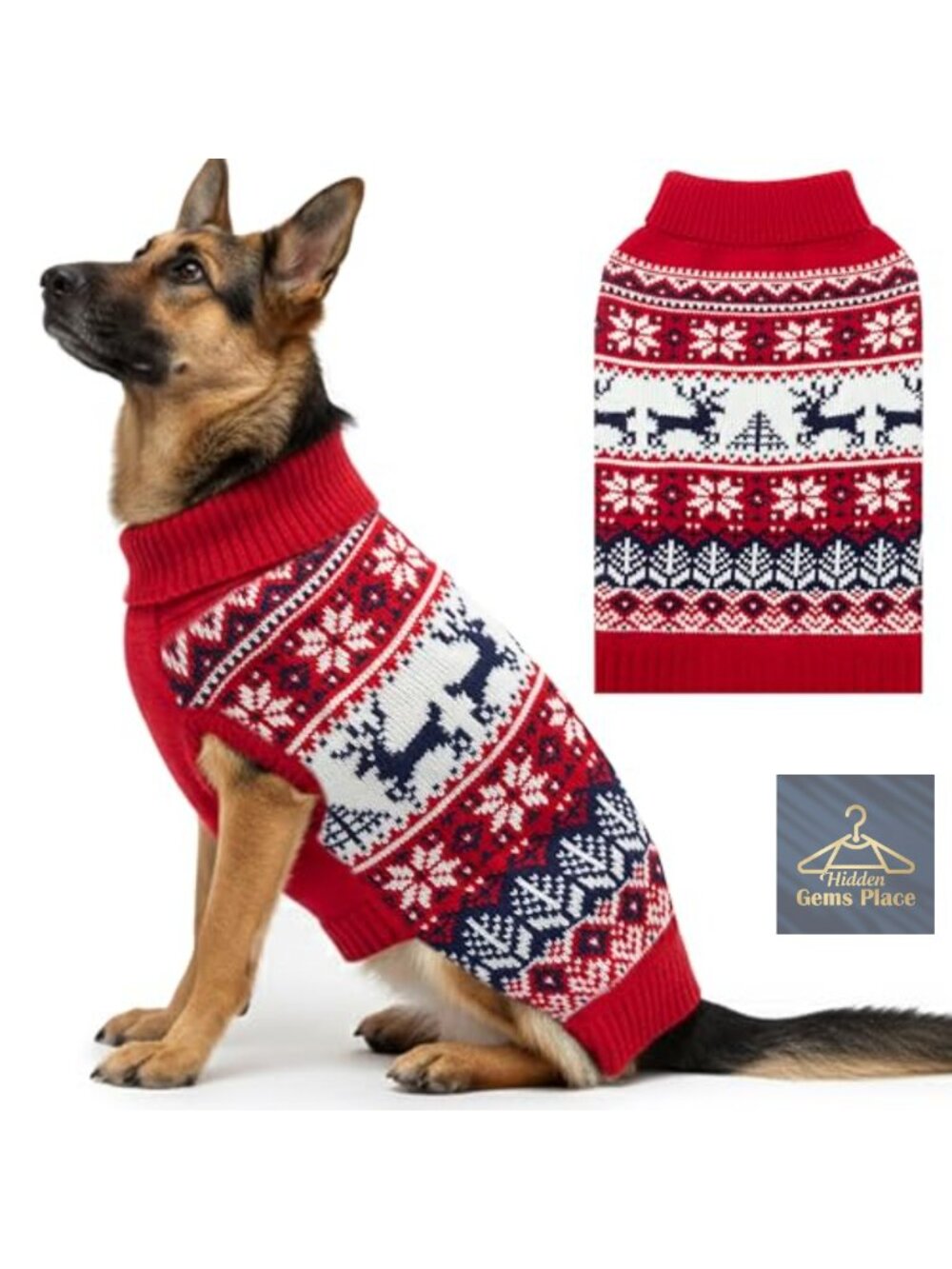 Dog Christmas Sweater Winter Warm Knitwear Outfit Snowflake Elk Pattern